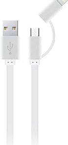 S-Link Anc-Kc20B, Flat Kablo, Plastik, Usb Micro/Lightning 2 In 1, 1M, Beyaz