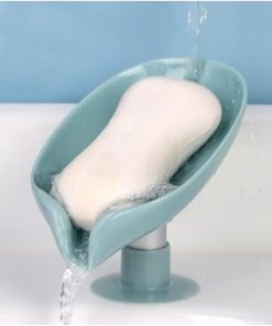 Vantuzlu Sabunluk – Su Giderli Yaprak Şekilli Tasarım, Mutfak ve Banyo İçin Sabun ve Süngerlik, Kaymaz, Kolay Montaj, 1 Adet